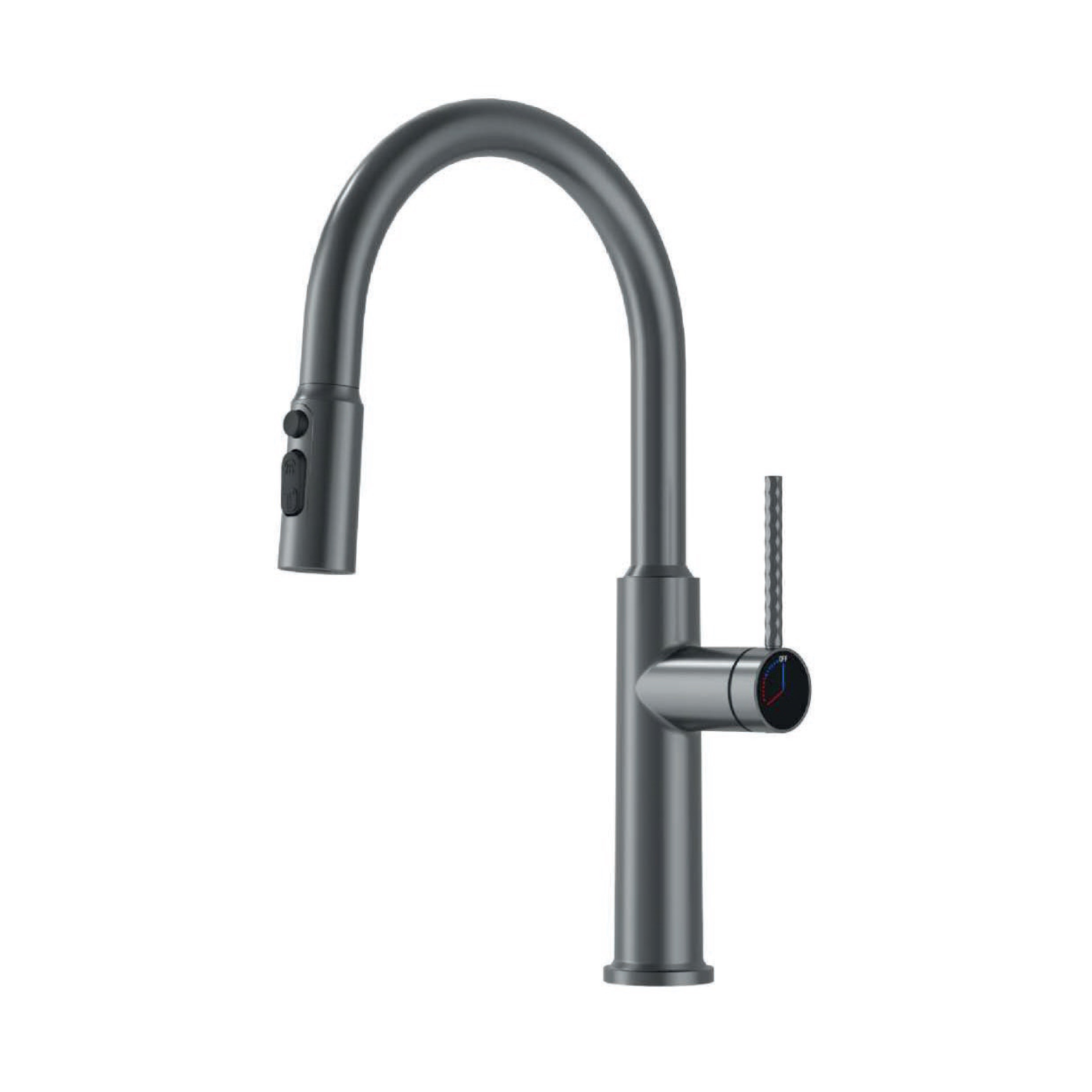 Mezcladora Monoc. P/Cocina al mueble extraíble MRS C/3 Funciones SUS 304 Gun Grey - Fratelli Premium